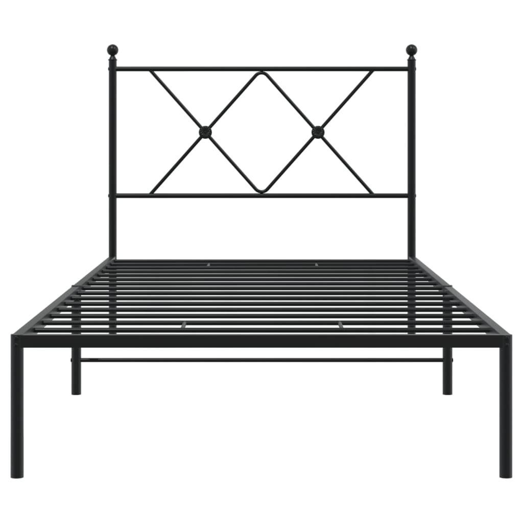 Cadru de pat metalic cu tăblie, negru, 90x190 cm GartenMobel Dekor