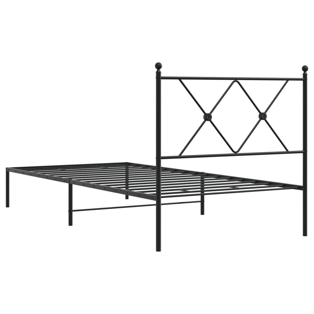 Cadru de pat metalic cu tăblie, negru, 90x190 cm GartenMobel Dekor