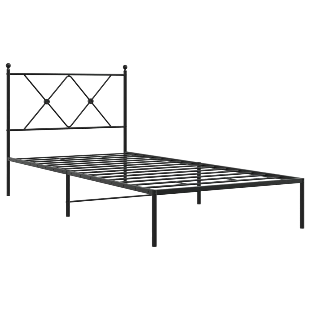 Cadru de pat metalic cu tăblie, negru, 90x190 cm GartenMobel Dekor