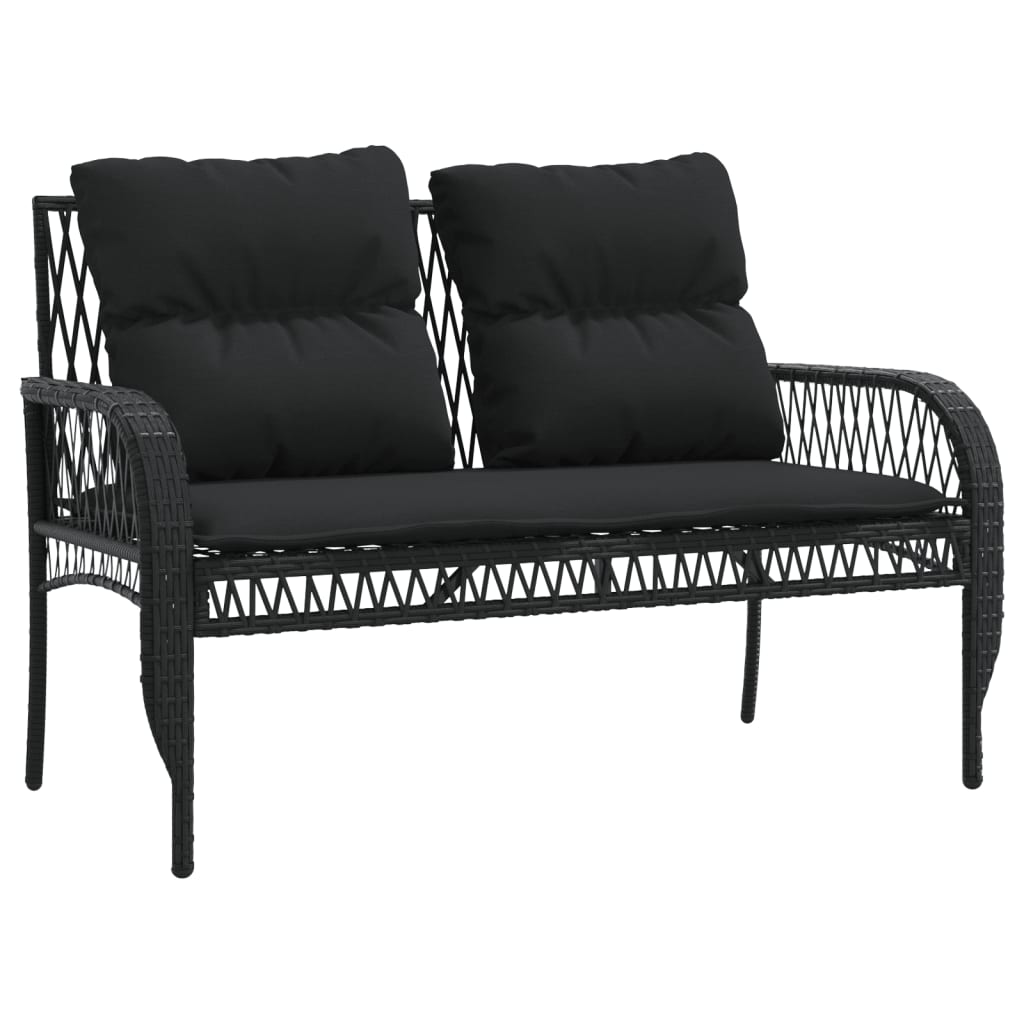 Set mobilier de grădină cu perne, 4 piese, negru, poliratan GartenMobel Dekor