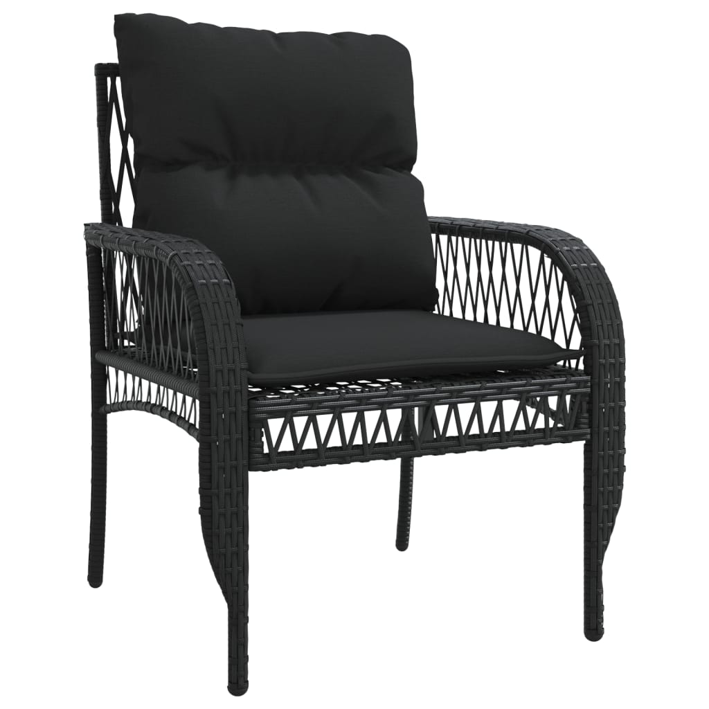 Set mobilier de grădină cu perne, 4 piese, negru, poliratan GartenMobel Dekor