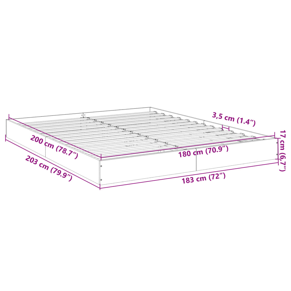 Cadru de pat alb 180x200 cm din lemn prelucrat GartenMobel Dekor