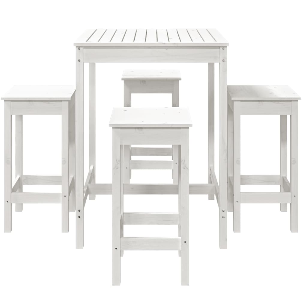 Set mobilier de bar pentru grădină, 5 piese,alb, lemn masiv pin GartenMobel Dekor