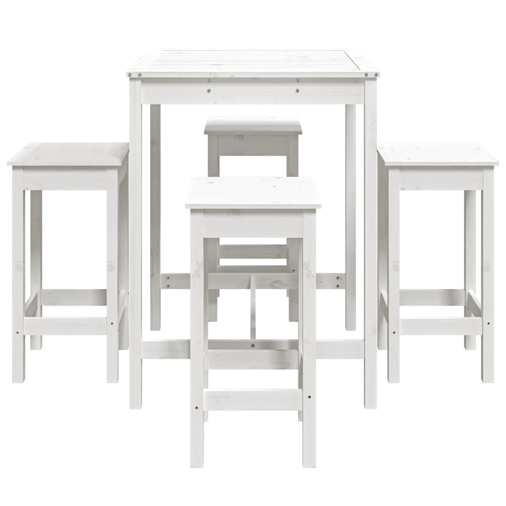 Set mobilier de bar pentru grădină, 5 piese,alb, lemn masiv pin GartenMobel Dekor