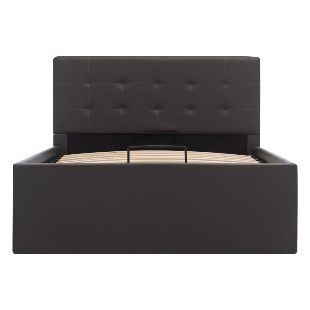 Cadru pat hidraulic cu ladă, gri, 100 x 200 cm, piele ecologică GartenMobel Dekor