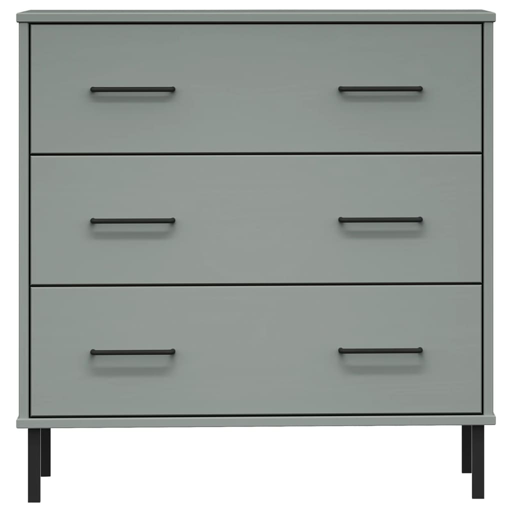 Servantă cu 3 sertare, gri, 77x40x79,5 cm, lemn masiv OSLO GartenMobel Dekor