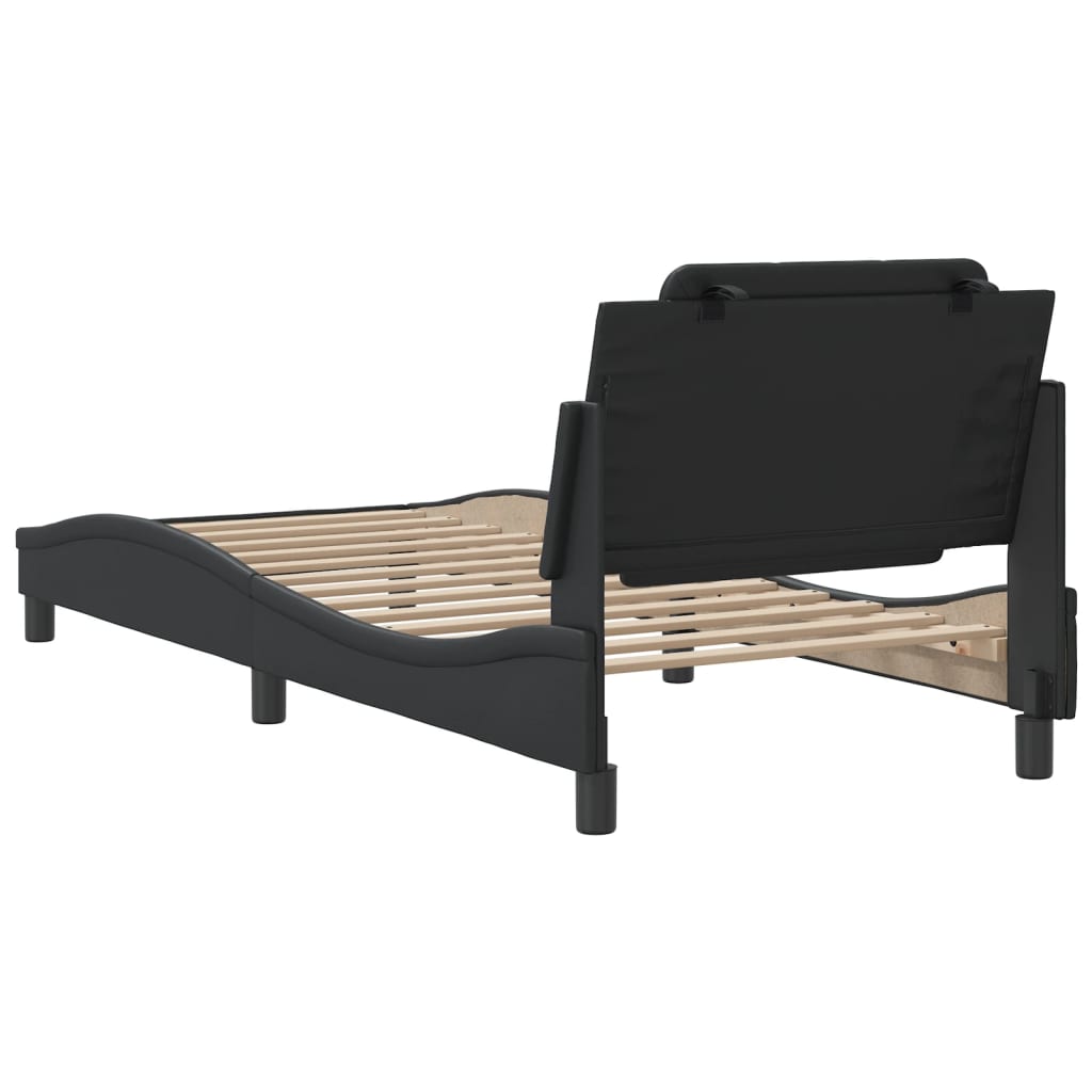 Cadru de pat cu tăblie, negru, 90x190 cm, piele ecologică GartenMobel Dekor