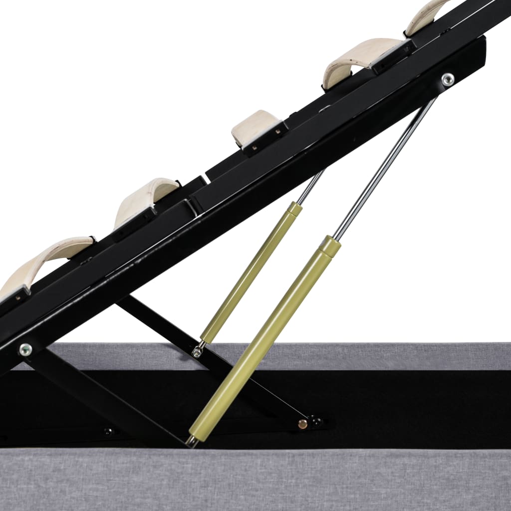 Cadru de pat hidraulic cu ladă gri deschis 90x200 cm textil  GartenMobel Dekor