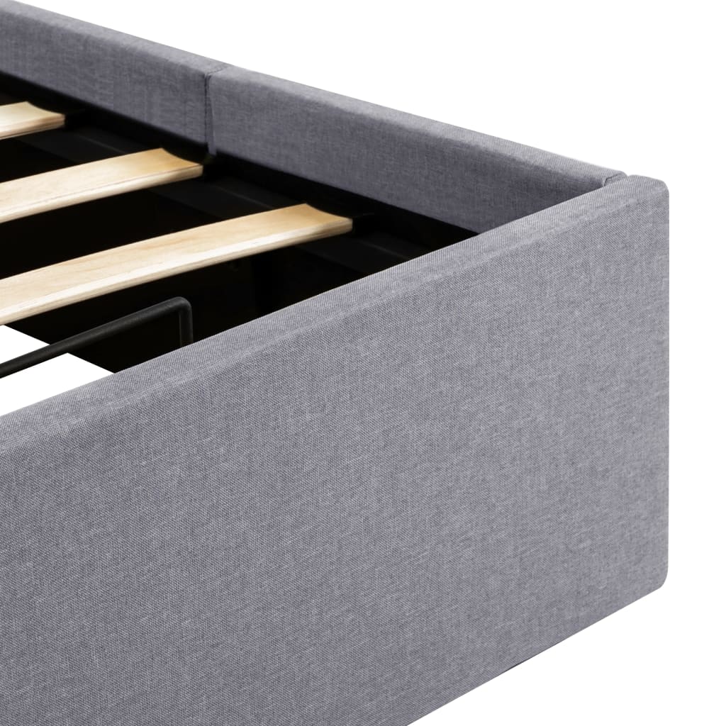 Cadru de pat hidraulic cu ladă gri deschis 90x200 cm textil  GartenMobel Dekor