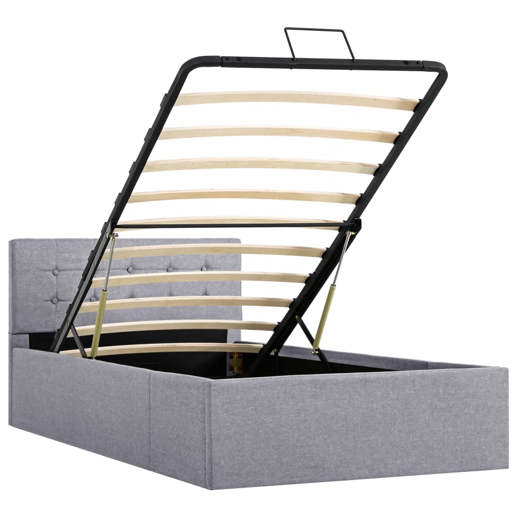 Cadru de pat hidraulic cu ladă gri deschis 90x200 cm textil  GartenMobel Dekor