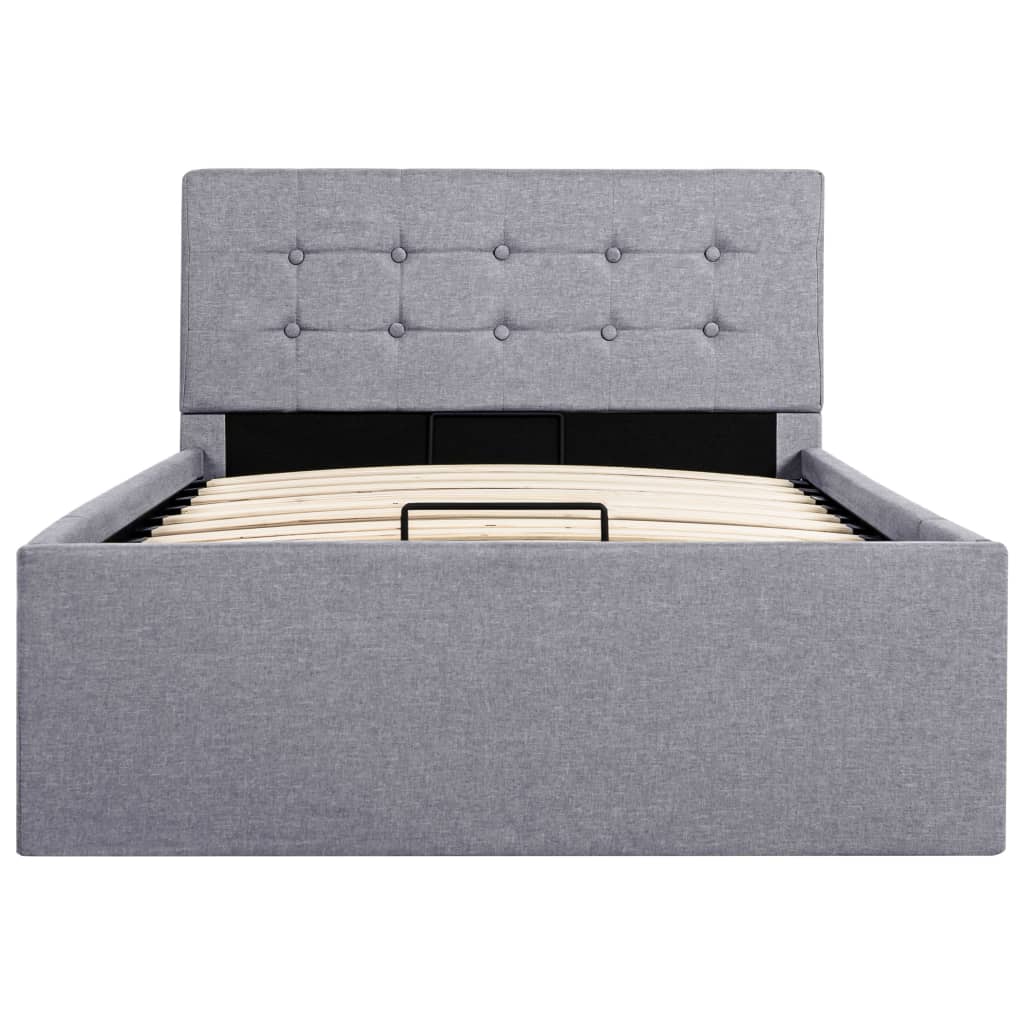 Cadru de pat hidraulic cu ladă gri deschis 90x200 cm textil  GartenMobel Dekor