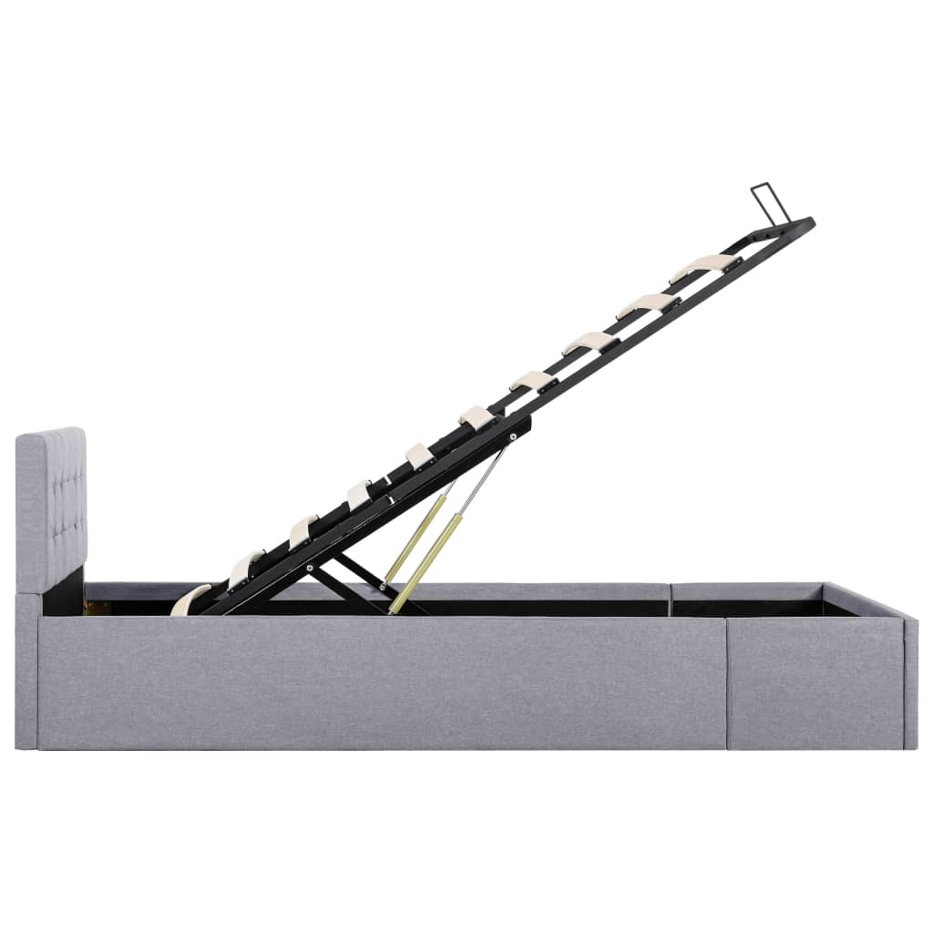 Cadru de pat hidraulic cu ladă gri deschis 90x200 cm textil  GartenMobel Dekor