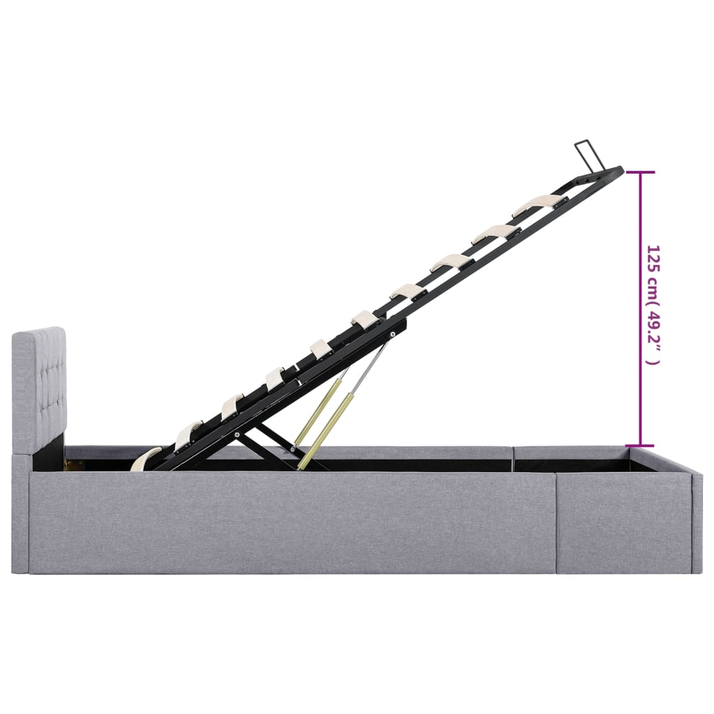 Cadru de pat hidraulic cu ladă gri deschis 90x200 cm textil  GartenMobel Dekor