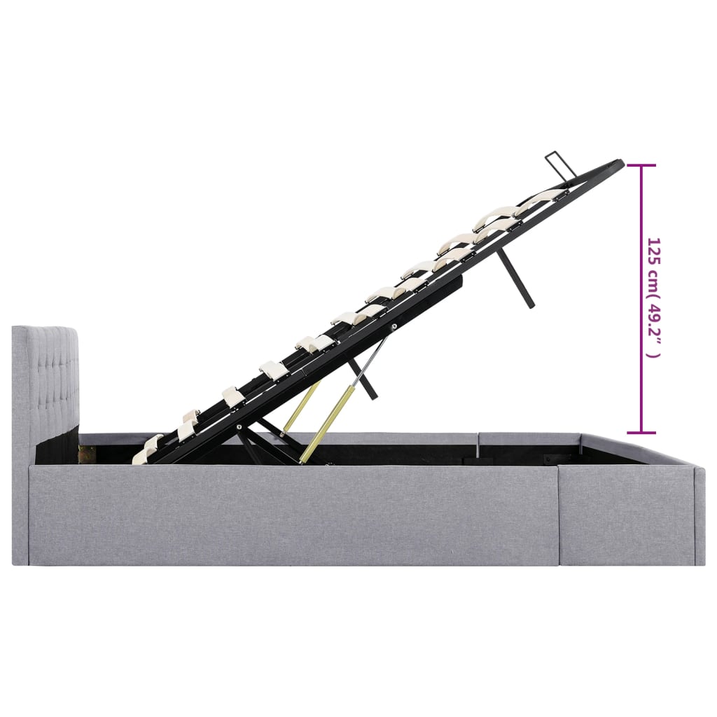 Cadru pat hidraulic cu ladă, gri deschis, 180x200 cm, textil  GartenMobel Dekor
