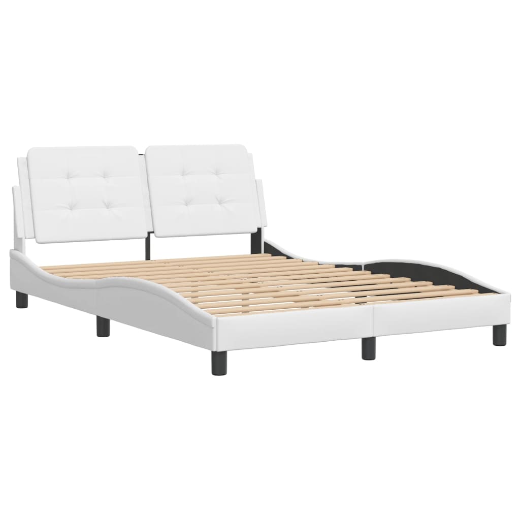 Cadru de pat cu tăblie, alb, 140x190 cm, piele ecologică GartenMobel Dekor