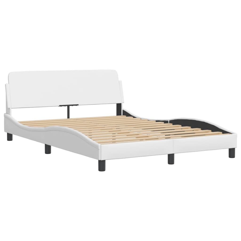 Cadru de pat cu tăblie, alb, 140x190 cm, piele ecologică GartenMobel Dekor