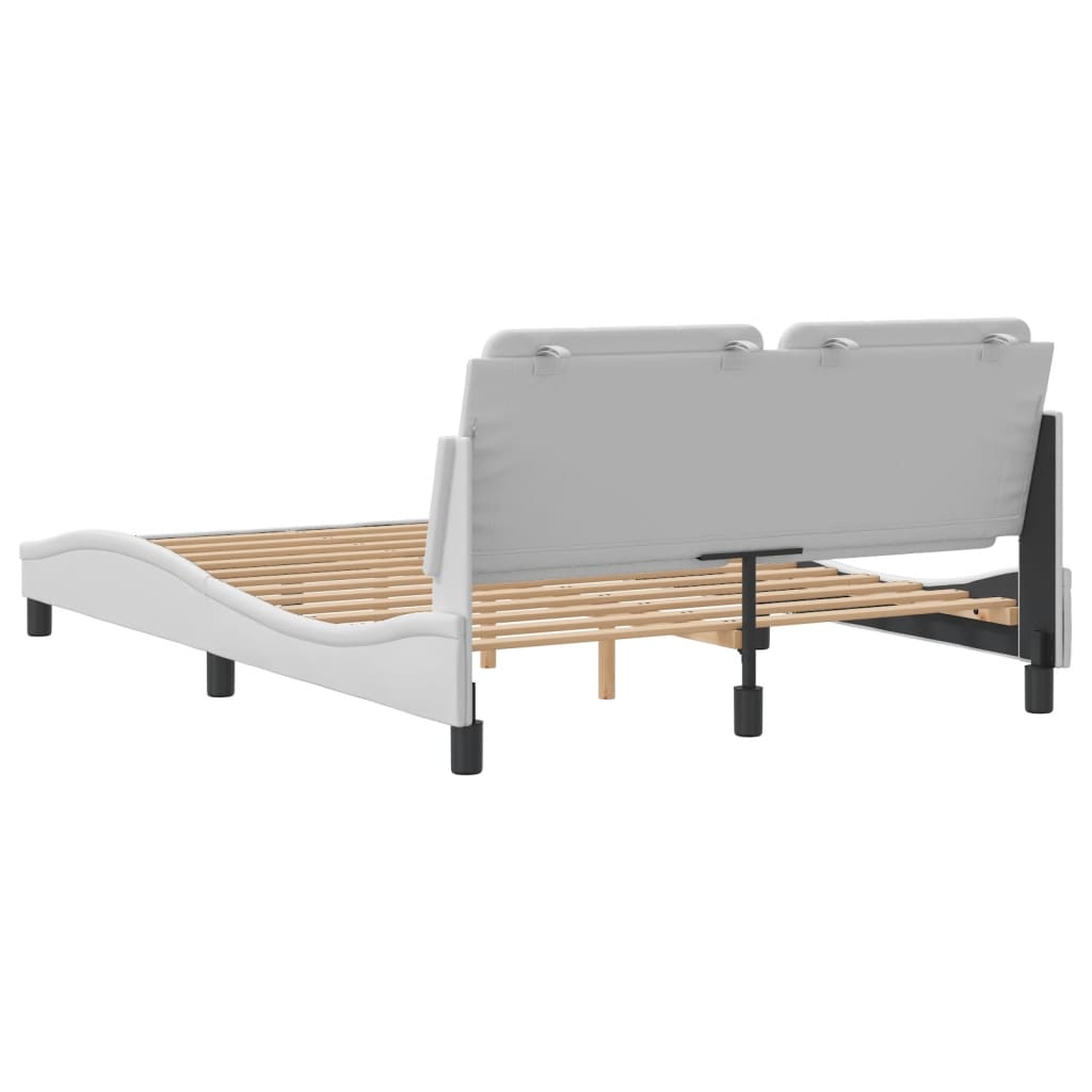 Cadru de pat cu tăblie, alb, 140x190 cm, piele ecologică GartenMobel Dekor