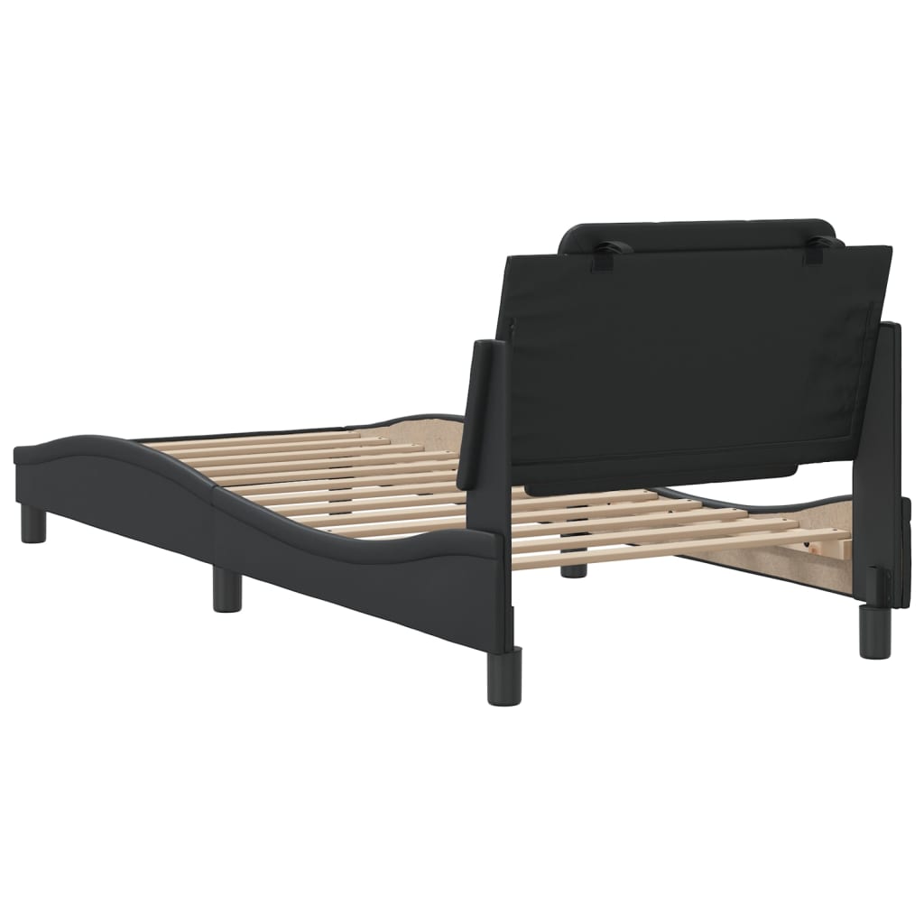 Cadru de pat cu tăblie, negru, 100x200 cm, piele ecologică GartenMobel Dekor
