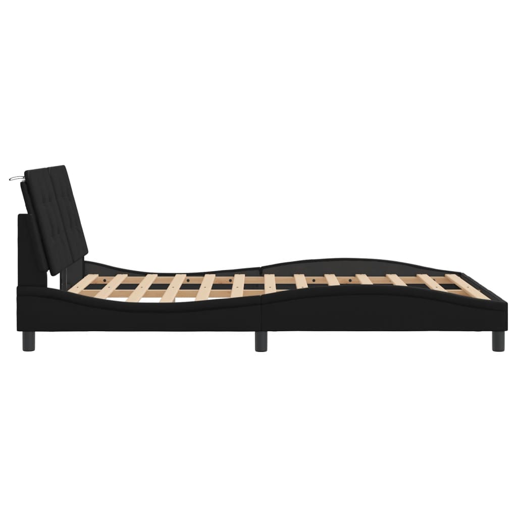 Cadru de pat cu tăblie, negru, 140x190 cm, piele ecologică GartenMobel Dekor