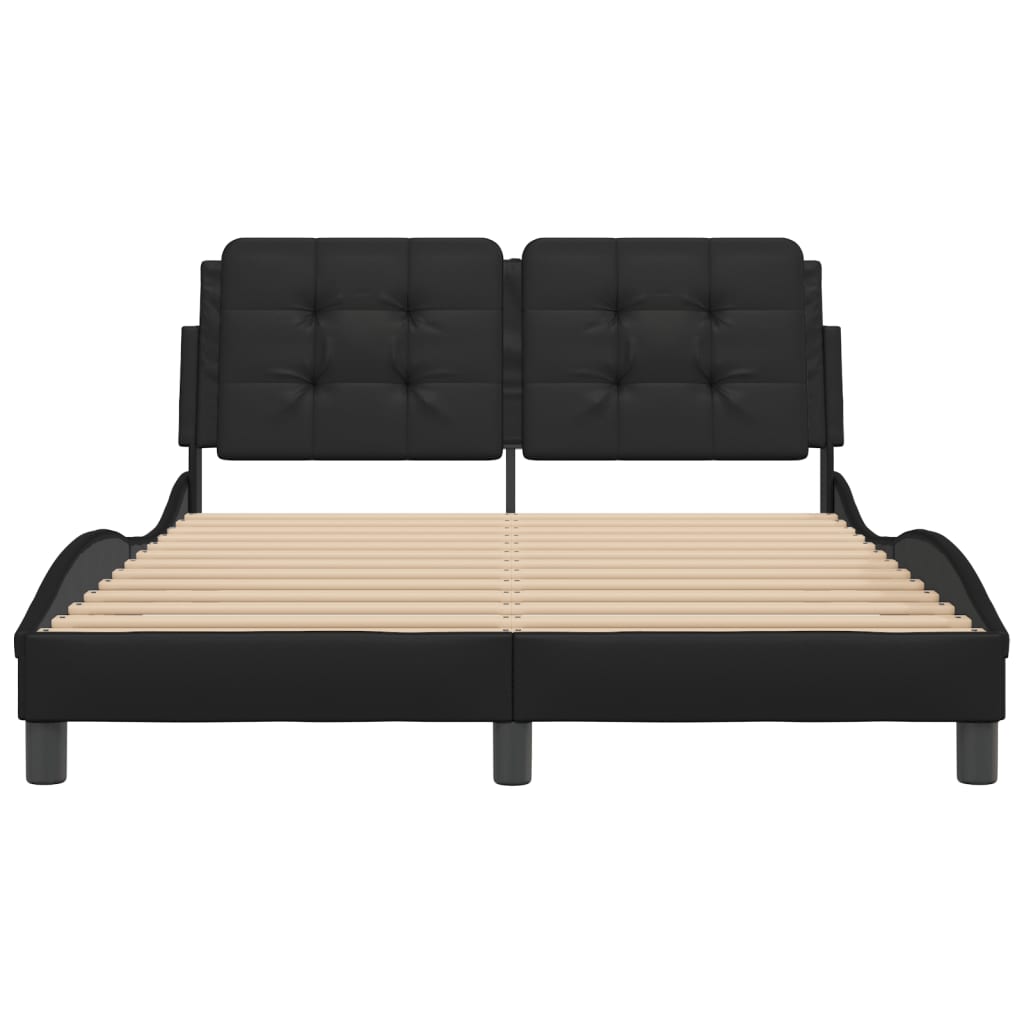 Cadru de pat cu tăblie, negru, 140x190 cm, piele ecologică GartenMobel Dekor