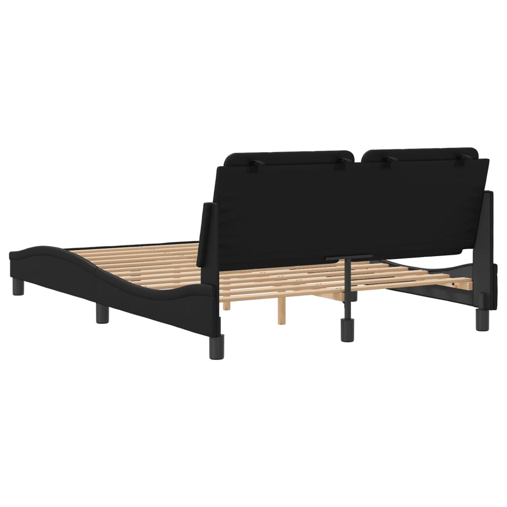 Cadru de pat cu tăblie, negru, 140x190 cm, piele ecologică GartenMobel Dekor