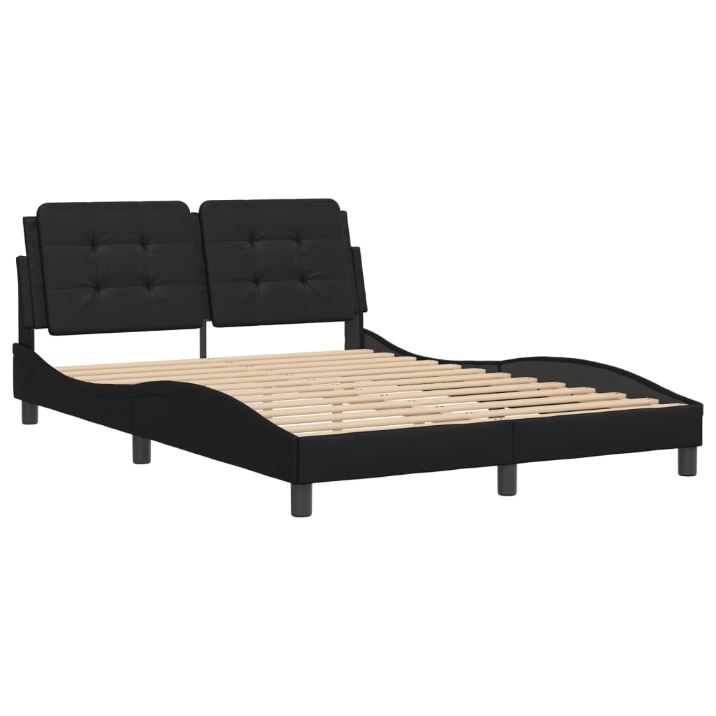 Cadru de pat cu tăblie, negru, 140x190 cm, piele ecologică GartenMobel Dekor