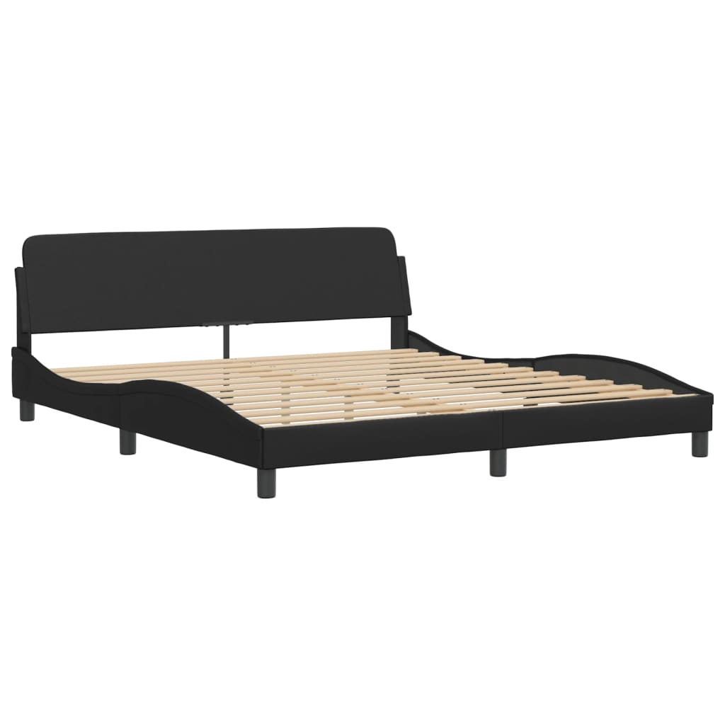 Cadru de pat cu tăblie, negru, 180x200 cm, piele ecologică GartenMobel Dekor