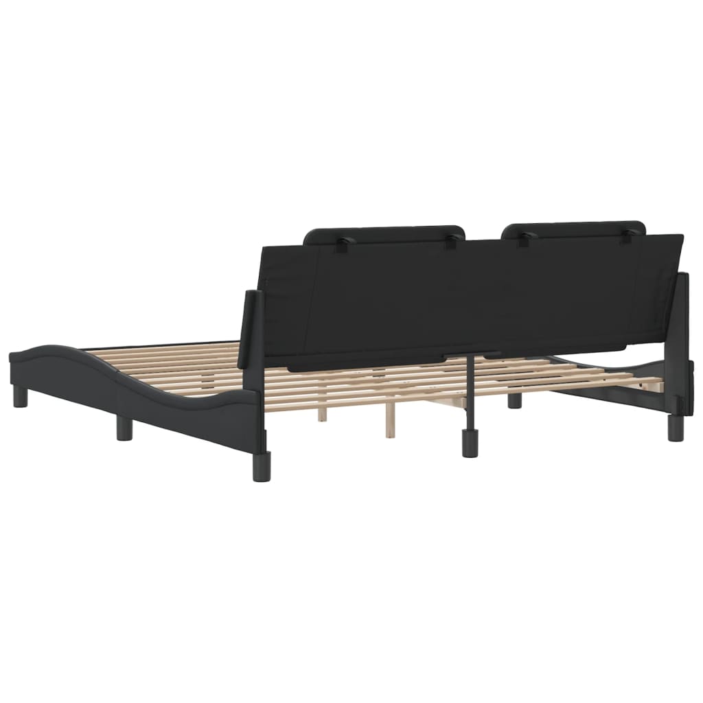 Cadru de pat cu tăblie, negru, 180x200 cm, piele ecologică GartenMobel Dekor