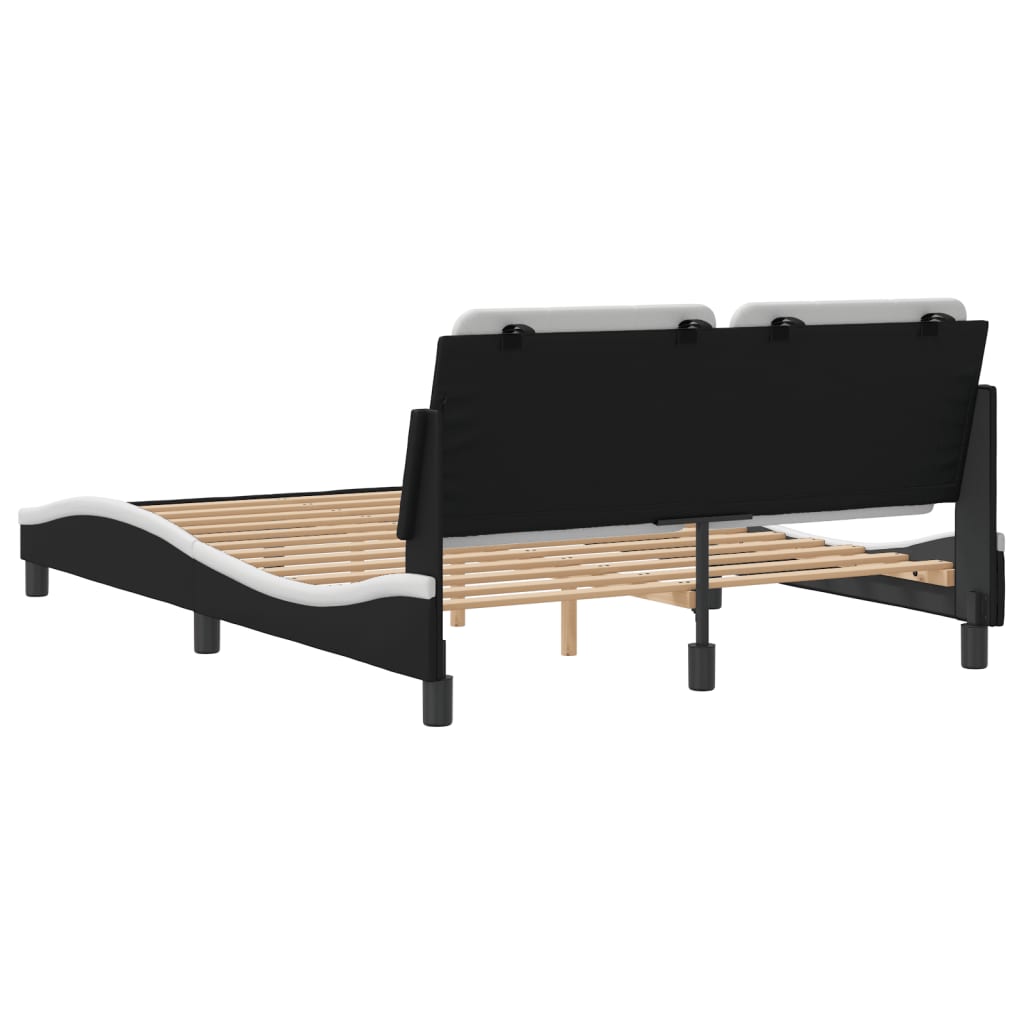 Cadru de pat cu tăblie, negru/alb, 120x200 cm, piele ecologică GartenMobel Dekor
