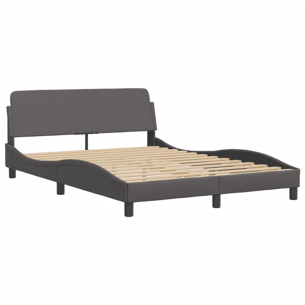 Pat cu saltea, gri, 140x200 cm, piele ecologică GartenMobel Dekor