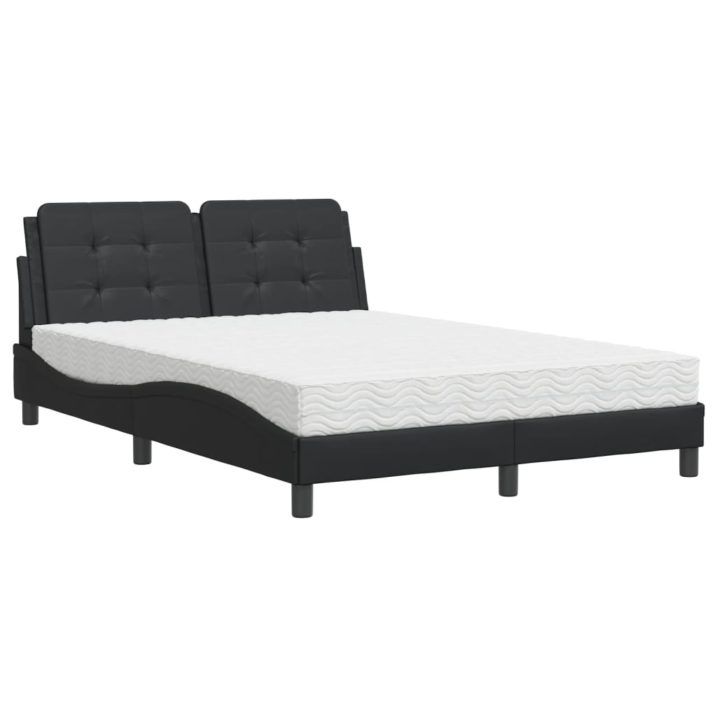 Pat cu saltea, negru, 140x200 cm, piele ecologică GartenMobel Dekor