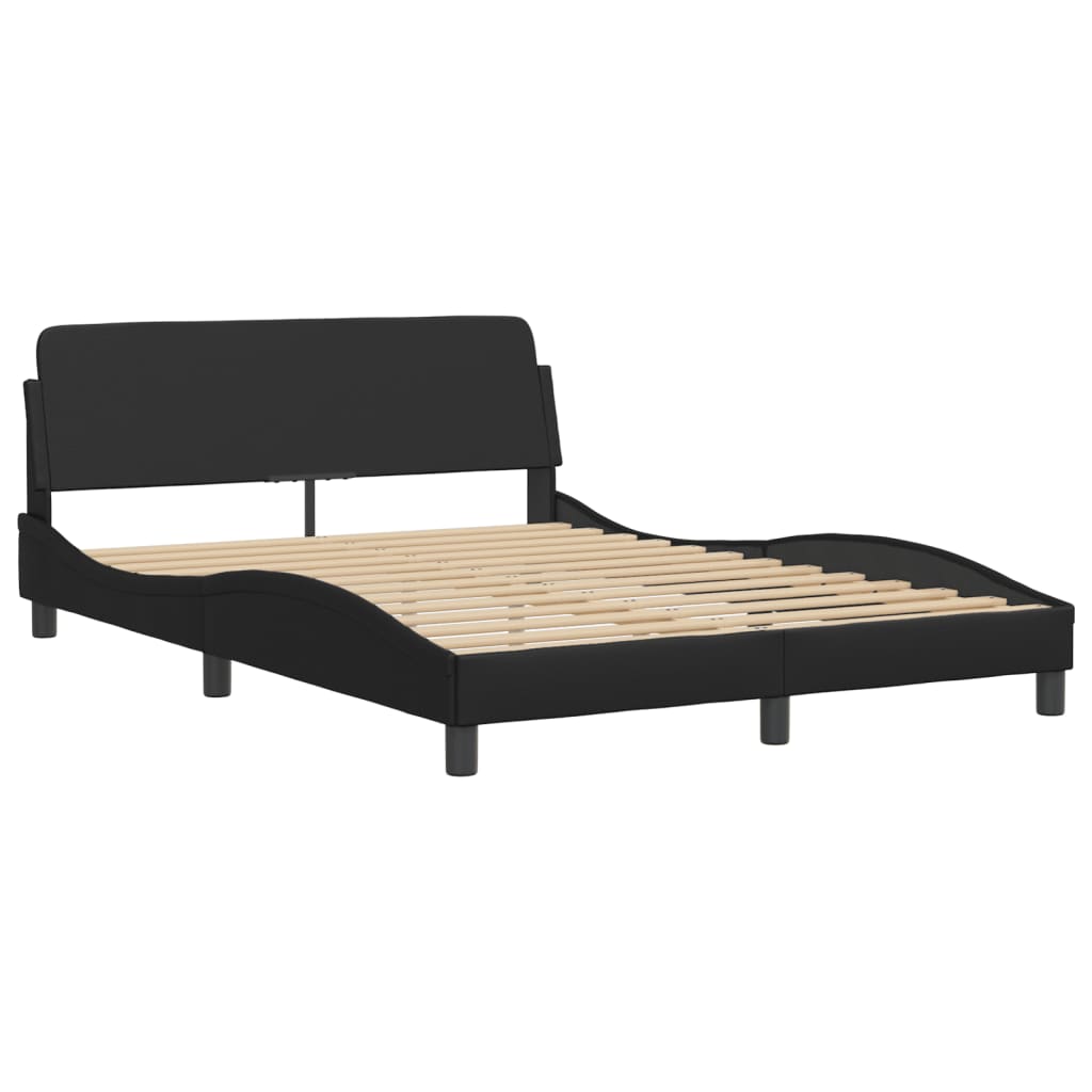 Pat cu saltea, negru, 140x200 cm, piele ecologică GartenMobel Dekor
