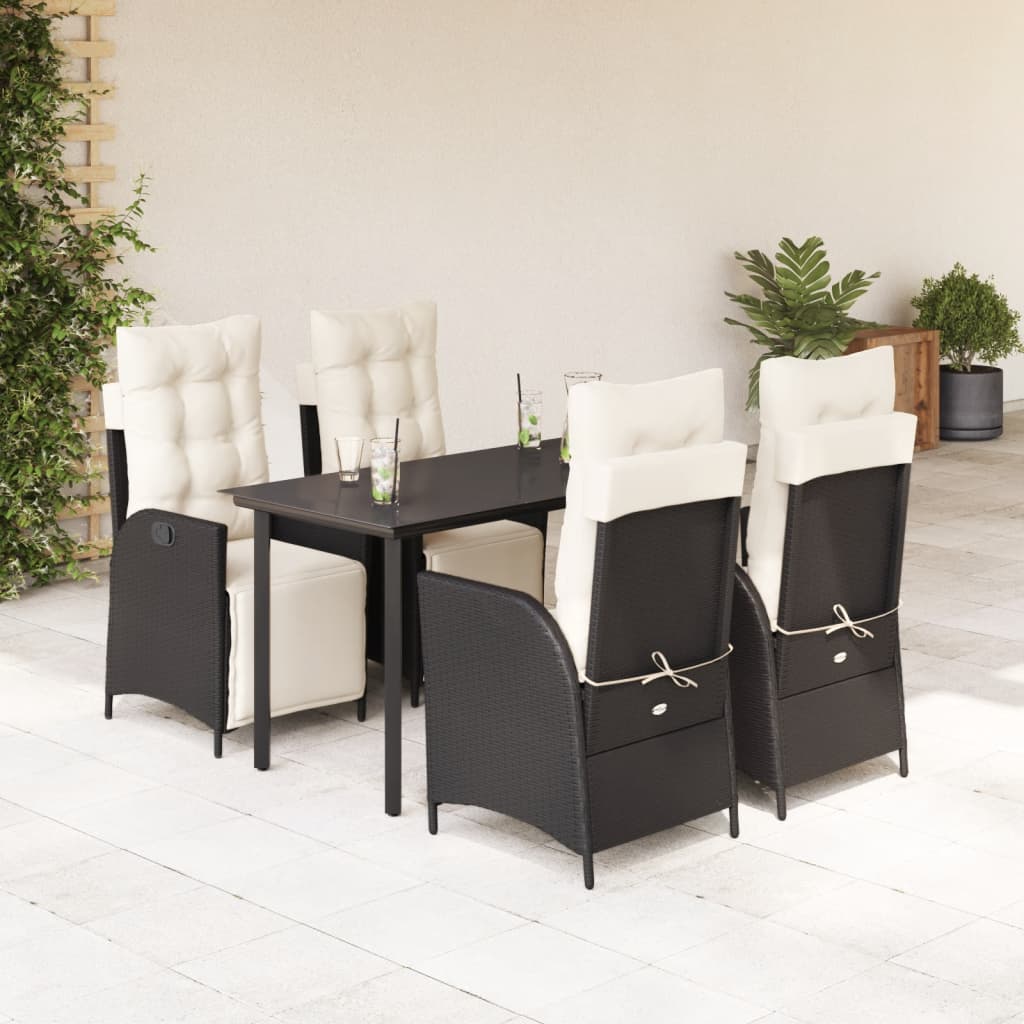 Set mobilier de grădină cu perne, 5 piese, negru, poliratan GartenMobel Dekor