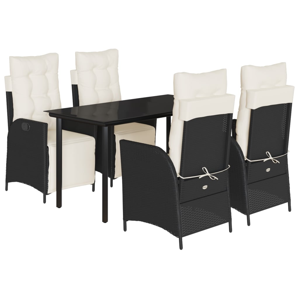 Set mobilier de grădină cu perne, 5 piese, negru, poliratan GartenMobel Dekor