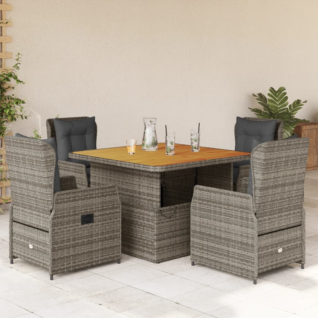 Set mobilier de grădină cu perne, 5 piese, gri, poliratan GartenMobel Dekor