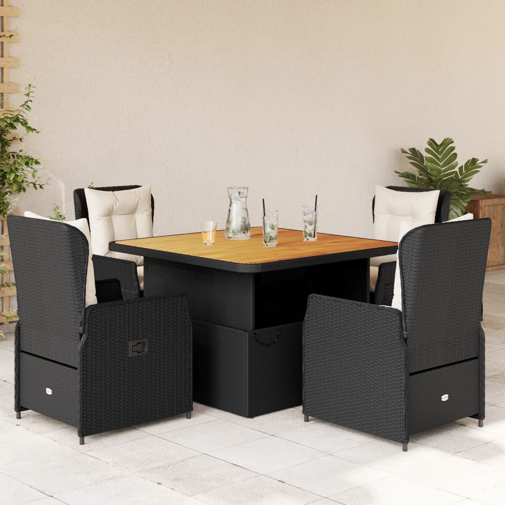 Set mobilier de grădină cu perne, 5 piese, negru, poliratan GartenMobel Dekor
