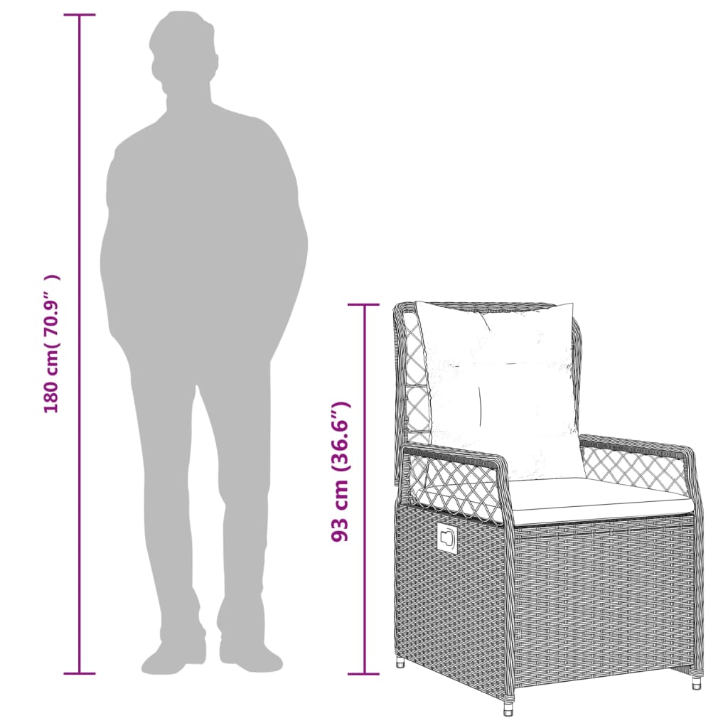 Set mobilier de grădină cu perne, 3 piese, negru, poliratan GartenMobel Dekor