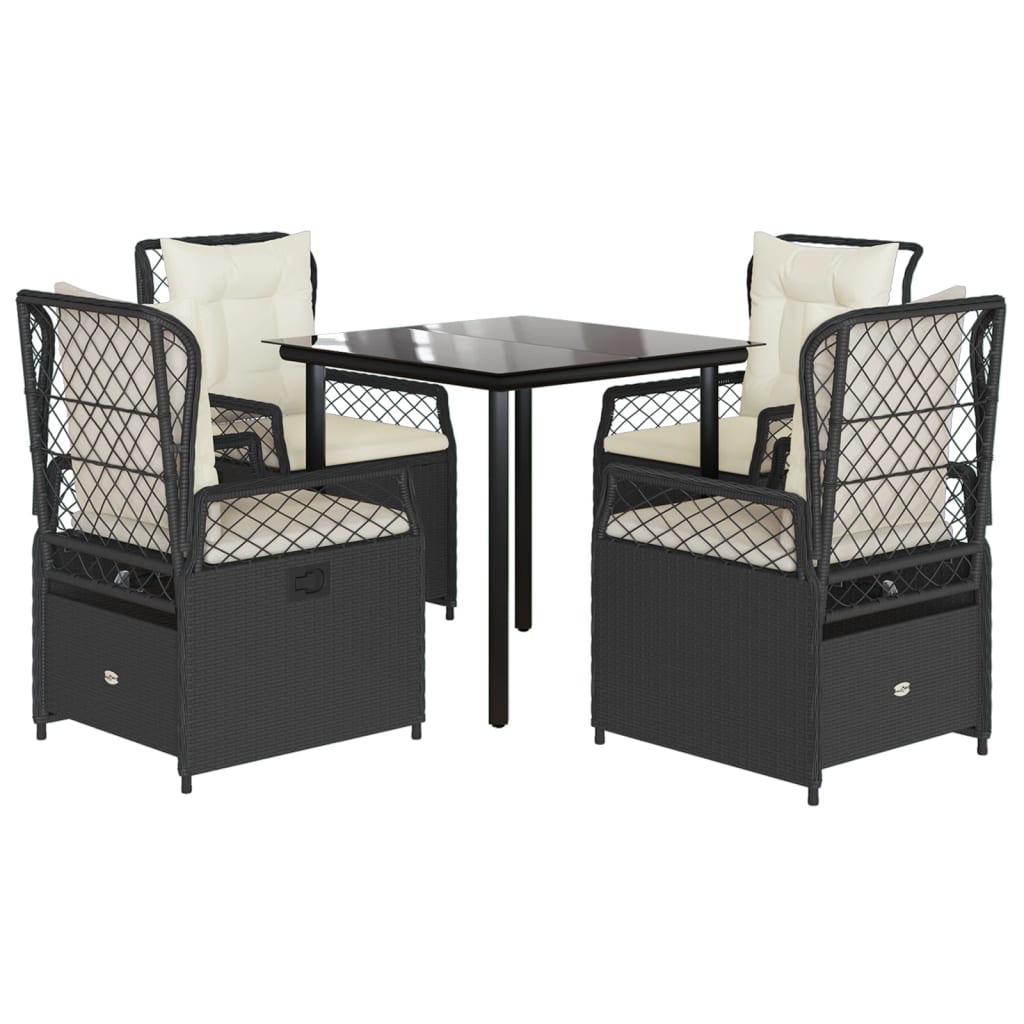 Set mobilier de grădină cu perne, 5 piese, negru, poliratan GartenMobel Dekor