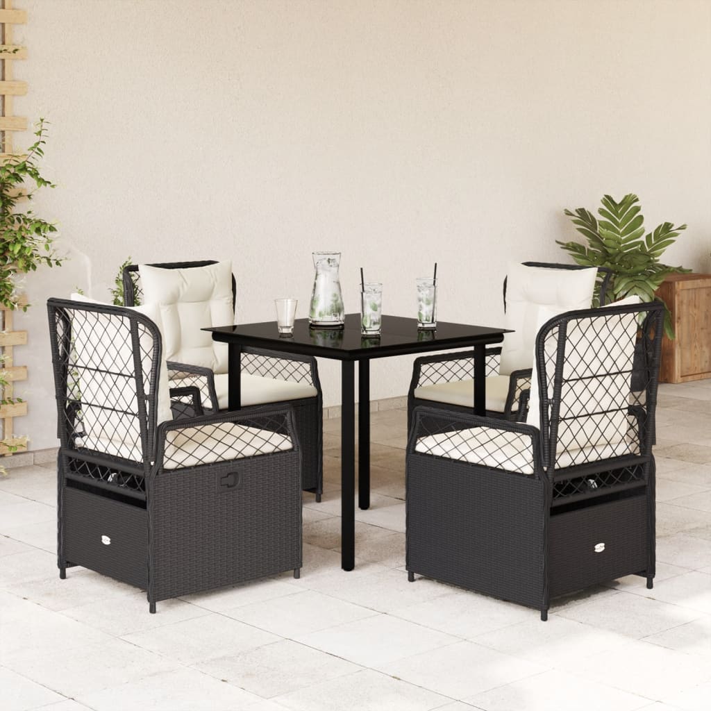 Set mobilier de grădină cu perne, 5 piese, negru, poliratan GartenMobel Dekor