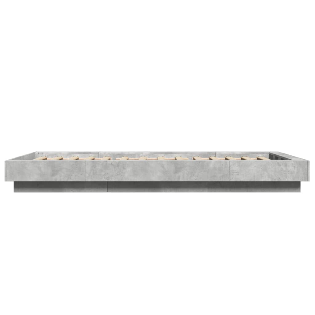 Cadru de pat cu LED, gri beton, 90x190 cm, lemn prelucrat GartenMobel Dekor