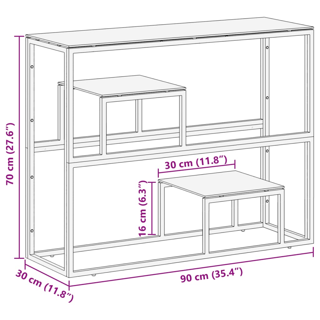 Masă consolă, oțel inoxidabil auriu și sticlă securizată GartenMobel Dekor