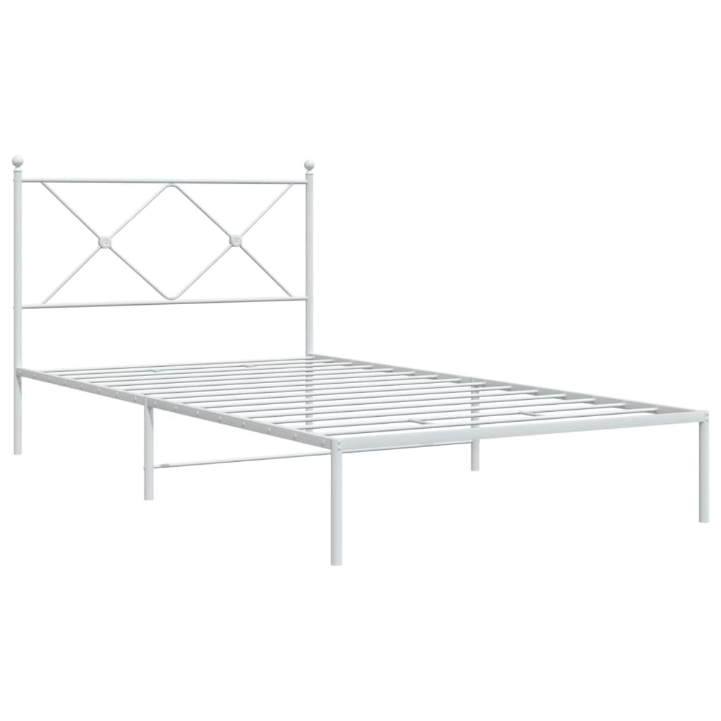 Cadru de pat metalic cu tăblie, alb, 100x190 cm GartenMobel Dekor