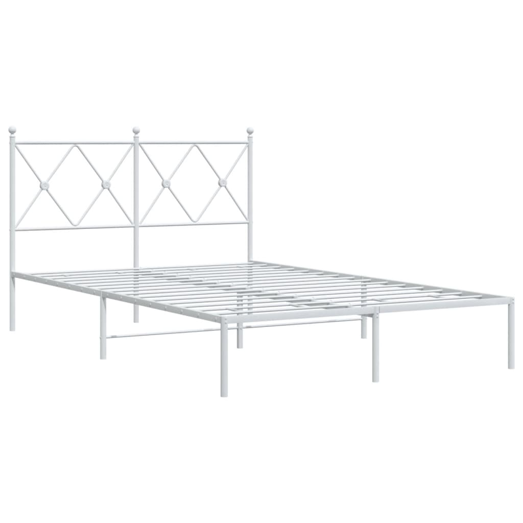 Cadru de pat metalic cu tăblie, alb, 120x200 cm GartenMobel Dekor