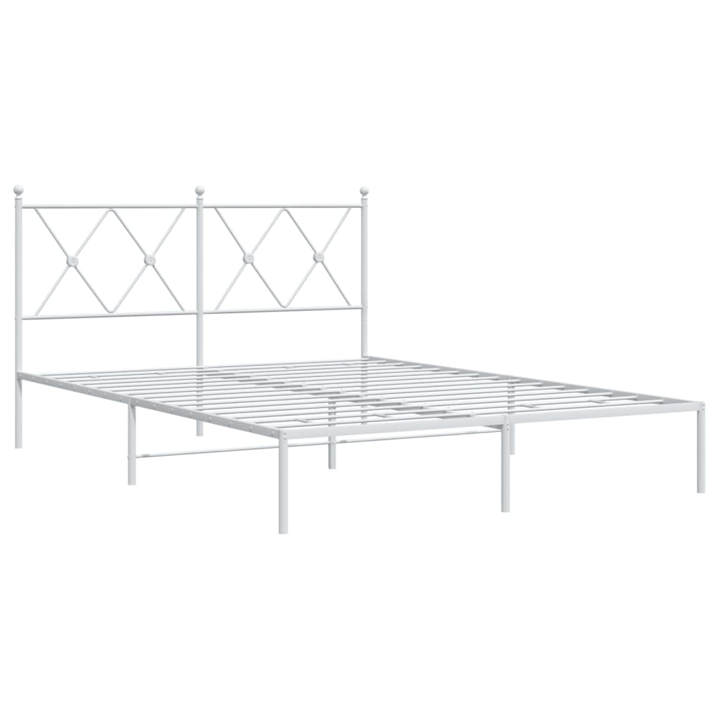 Cadru de pat metalic cu tăblie, alb, 135x190 cm GartenMobel Dekor