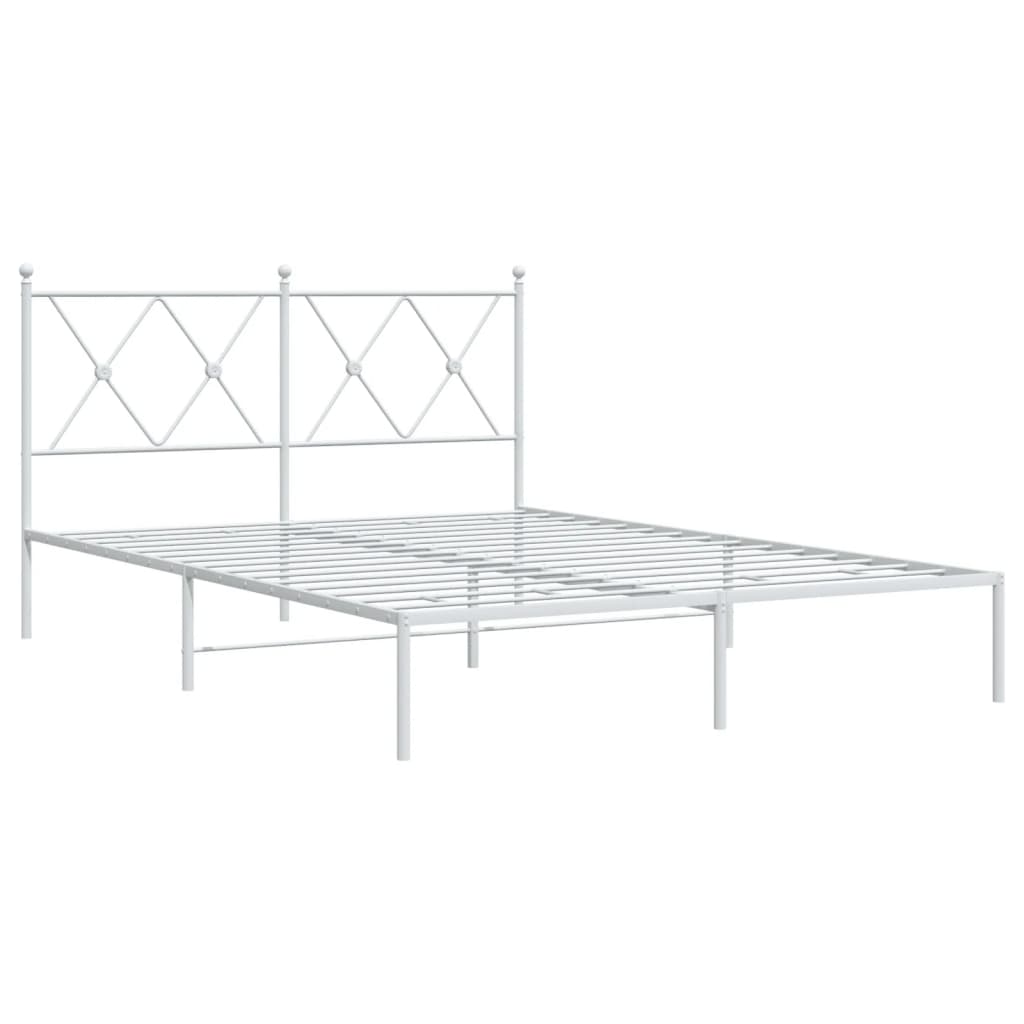 Cadru de pat metalic cu tăblie, alb, 140x190 cm GartenMobel Dekor
