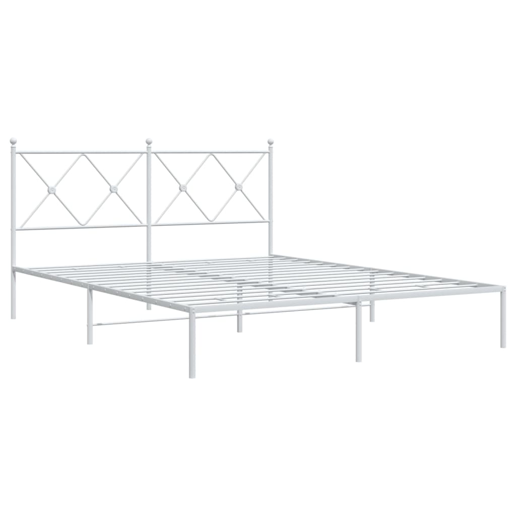 Cadru de pat metalic cu tăblie, alb, 150x200 cm GartenMobel Dekor