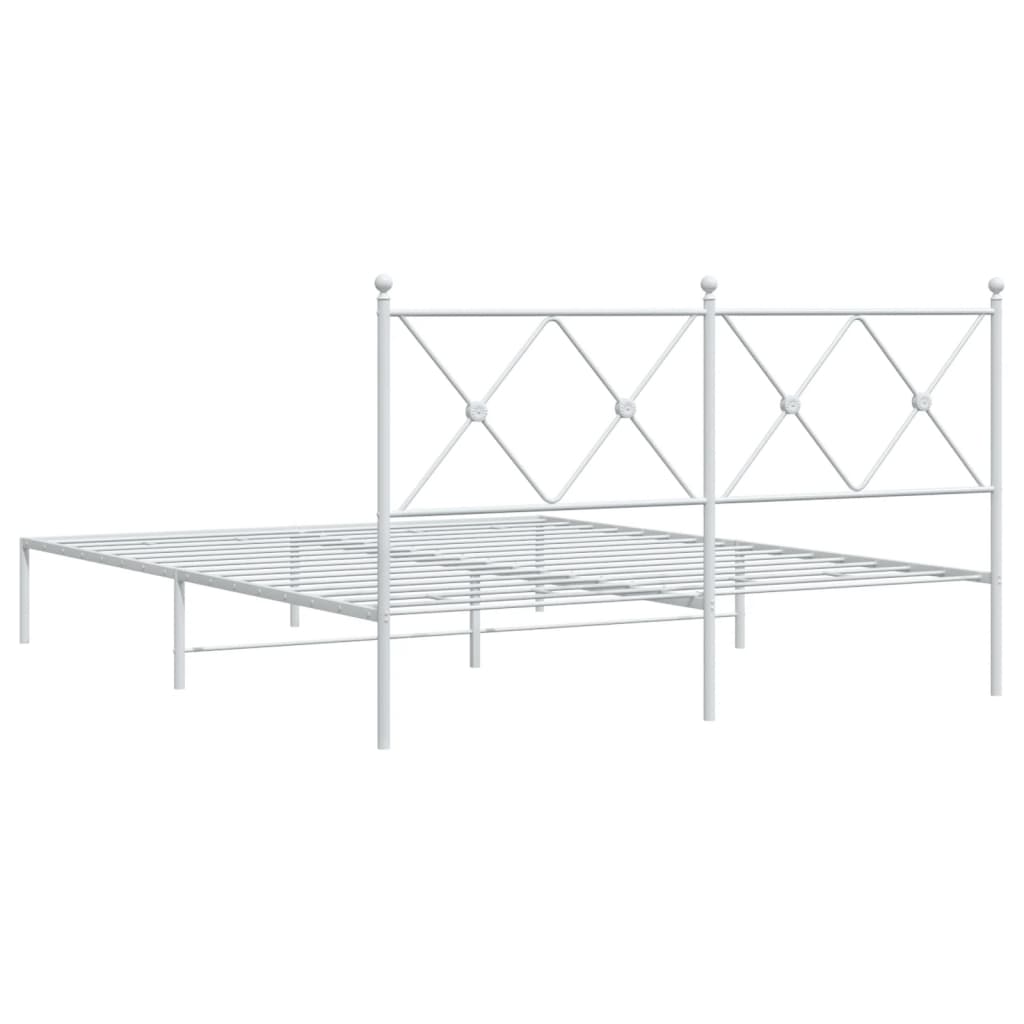 Cadru de pat metalic cu tăblie, alb, 150x200 cm GartenMobel Dekor