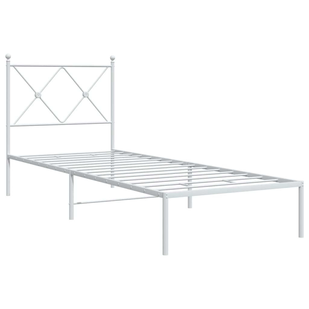 Cadru de pat metalic cu tăblie, alb, 80x200 cm GartenMobel Dekor
