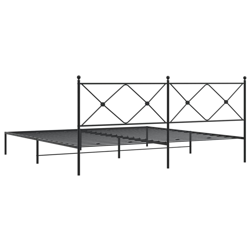 Cadru de pat metalic cu tăblie, negru, 200x200 cm GartenMobel Dekor