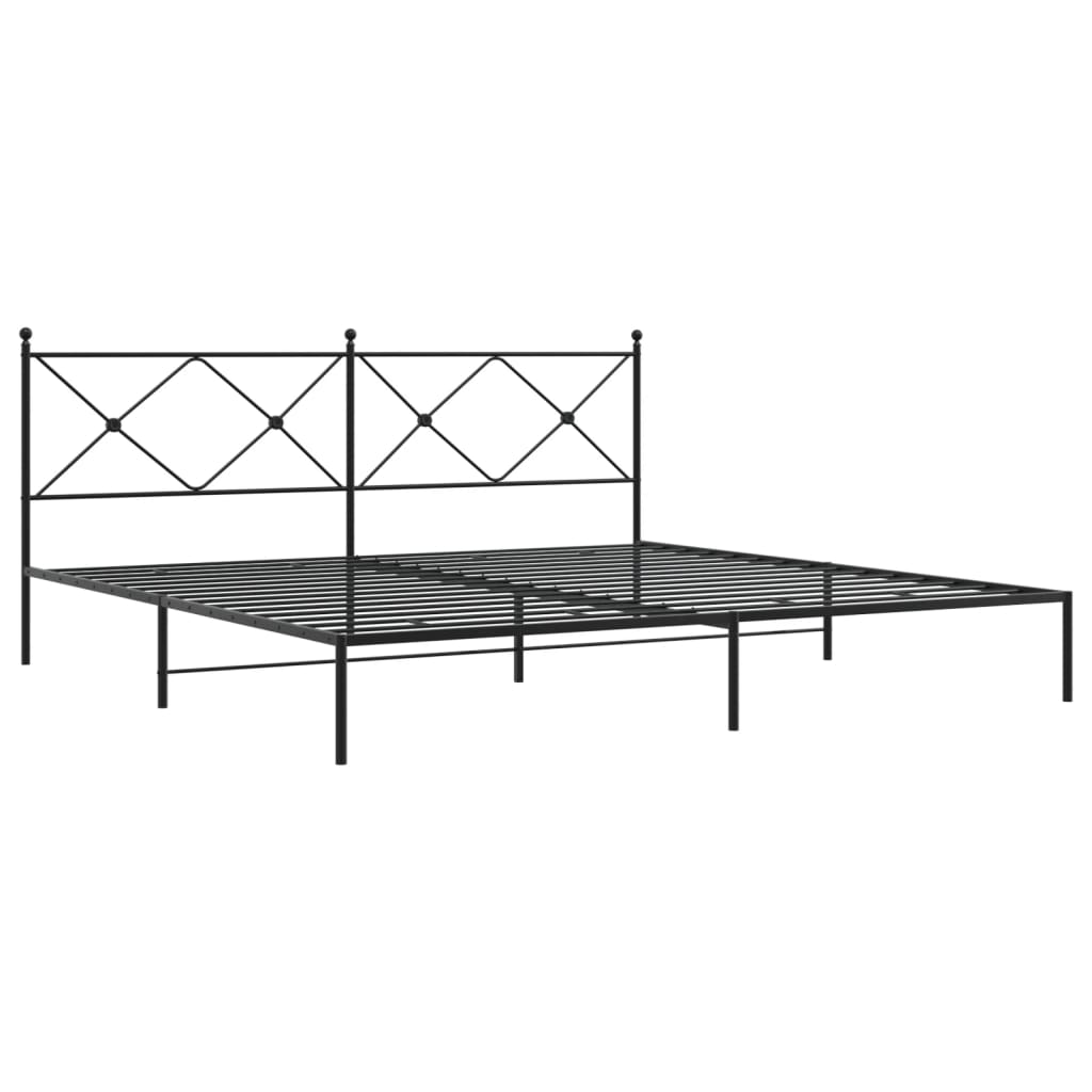 Cadru de pat metalic cu tăblie, negru, 200x200 cm GartenMobel Dekor